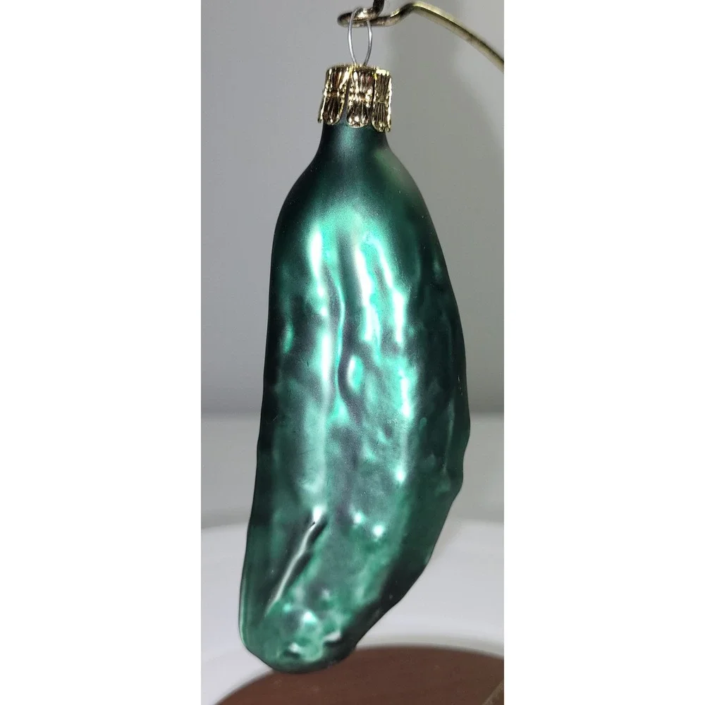 Hide the Pickle Christmas Ornament Green Czech Republic Blow Mold Plastic Vtg